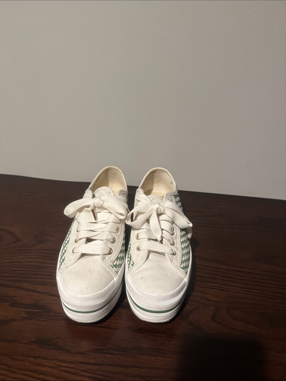 kate spade White Leather Slip-On Shoe with Gold Logo